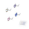 12PCS OF DOUBLE PRONG CZ GEM TOP 316L SURGICAL STEEL L SHAPE NOSE